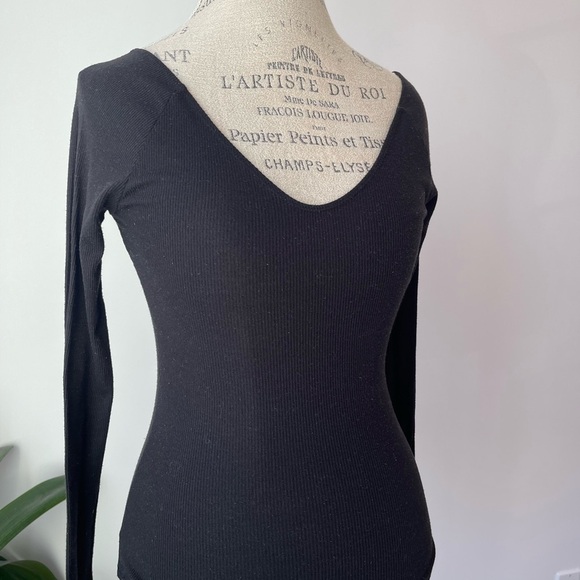 Garage black ribbed longsleeve top - Picture 3 of 7